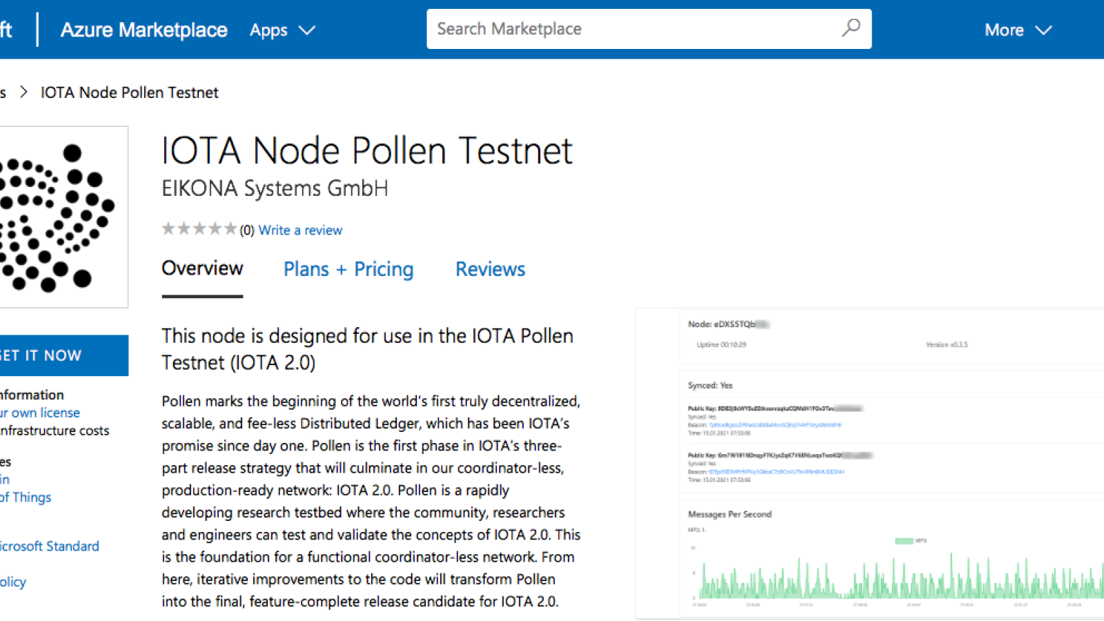 IOTA's Pollen application released in Azure Marketplace