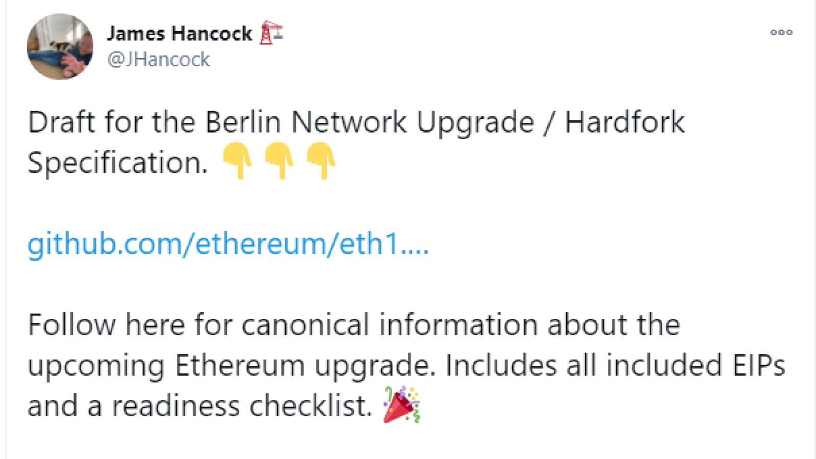 Berlin hardfork will include 5 EIPs