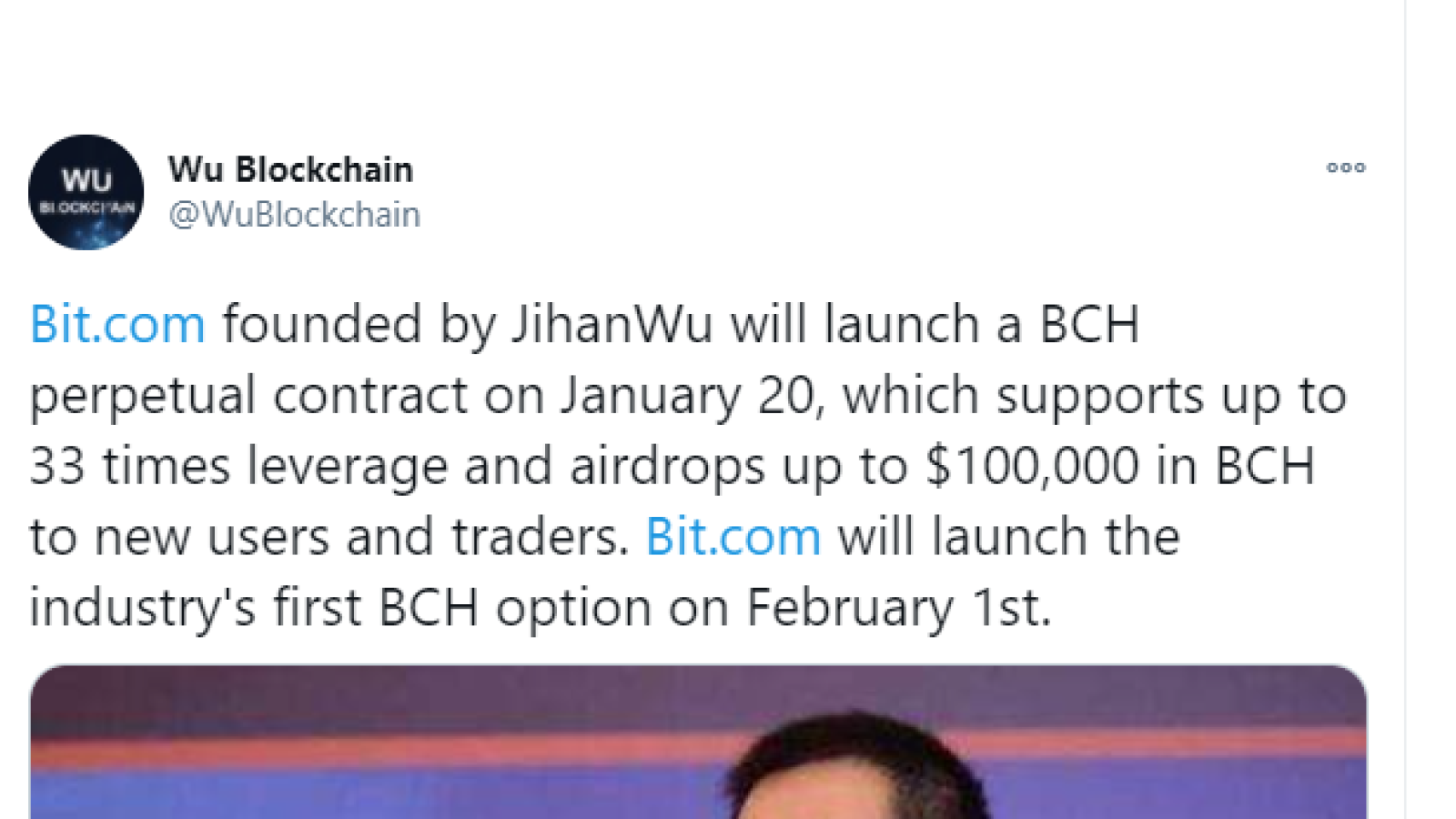 Jihan Wu launches BCH/USDT perpetual swaps