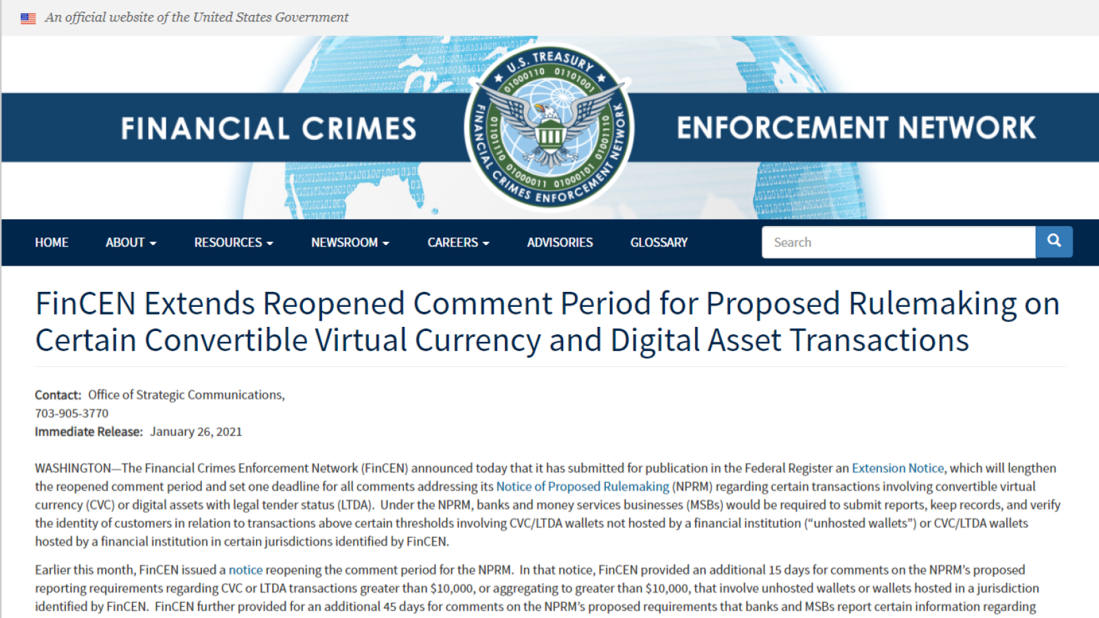 FinCEN allows 60 more days for comments on rulemaking proposal