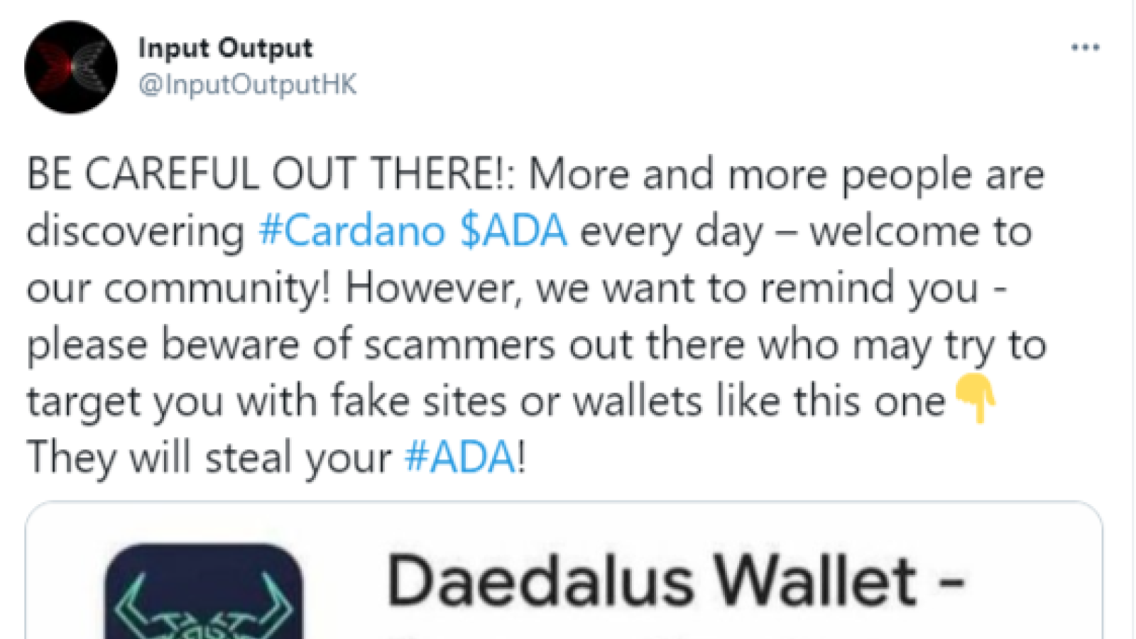 Fake Cardano's node software Daedalus disclosed in Google Play