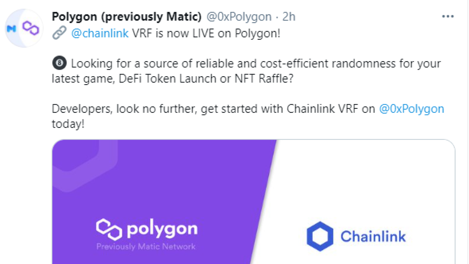 Chainlink VRF implemented by Polygon