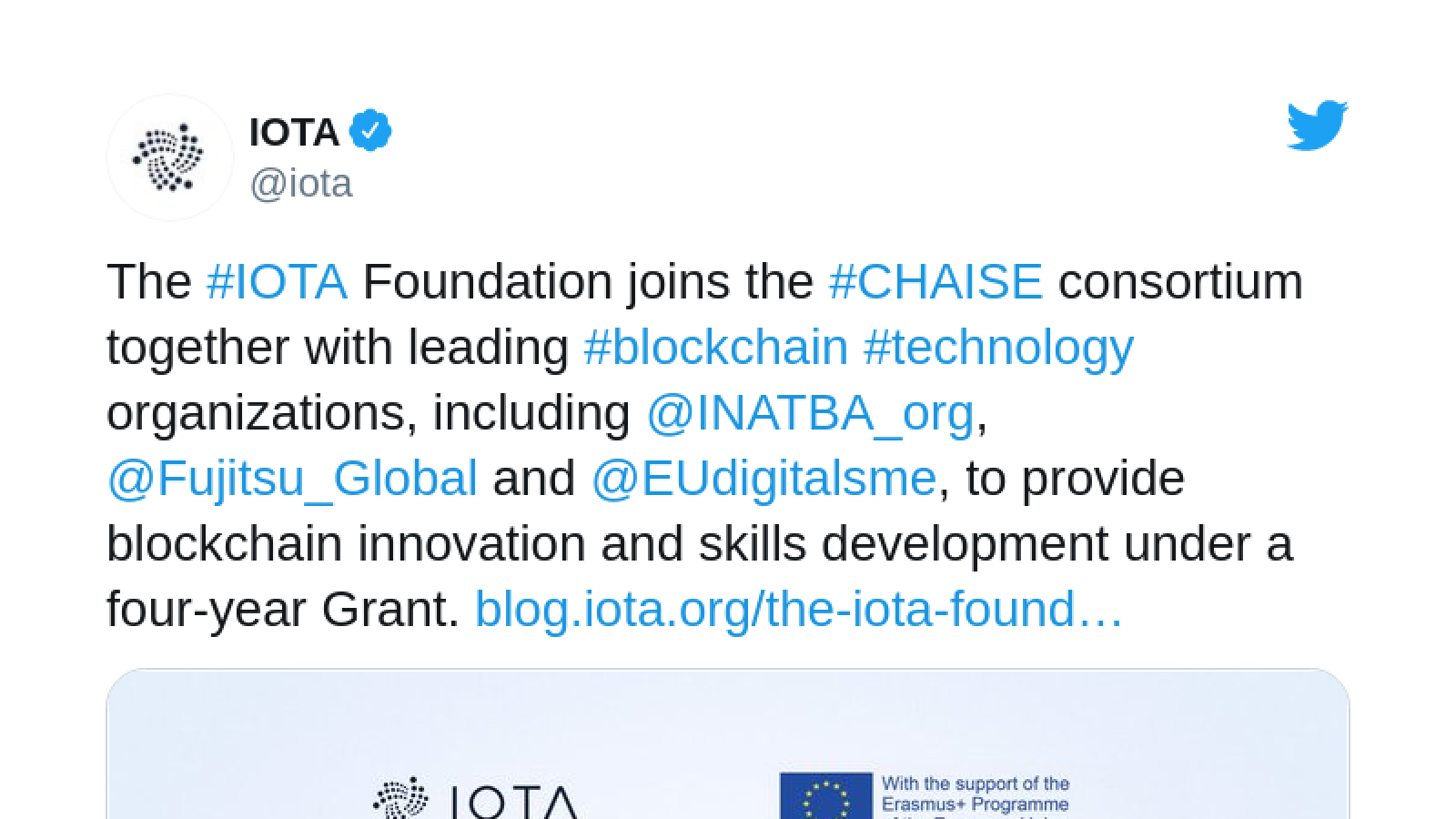 IOTA Foundation is now a member of the CHAISE consortium