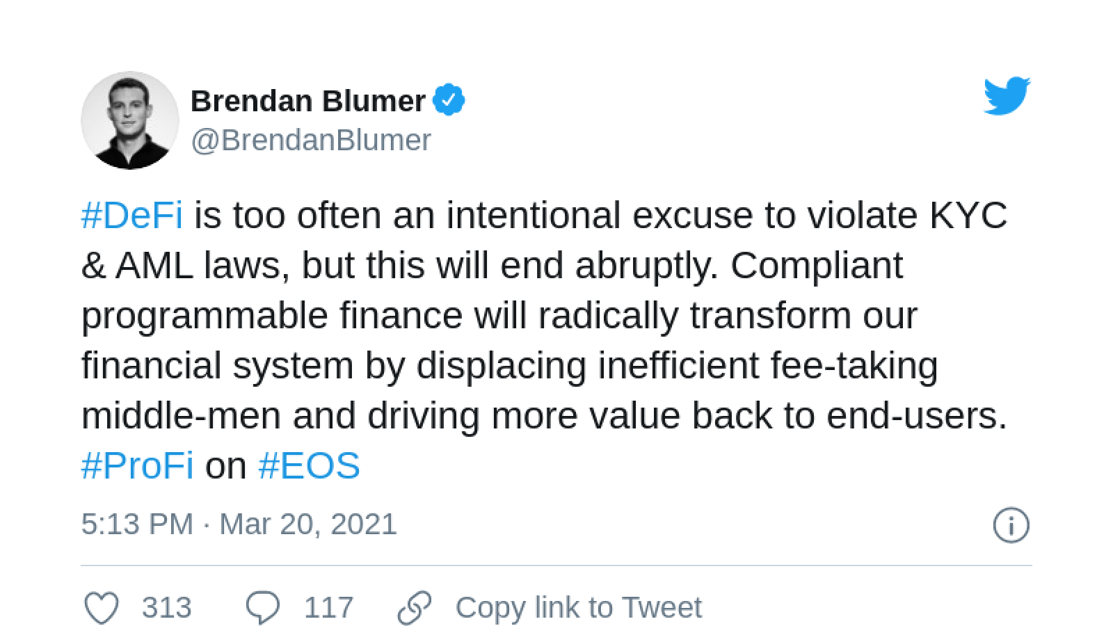 Block.one's Blumer slams DeFi once again