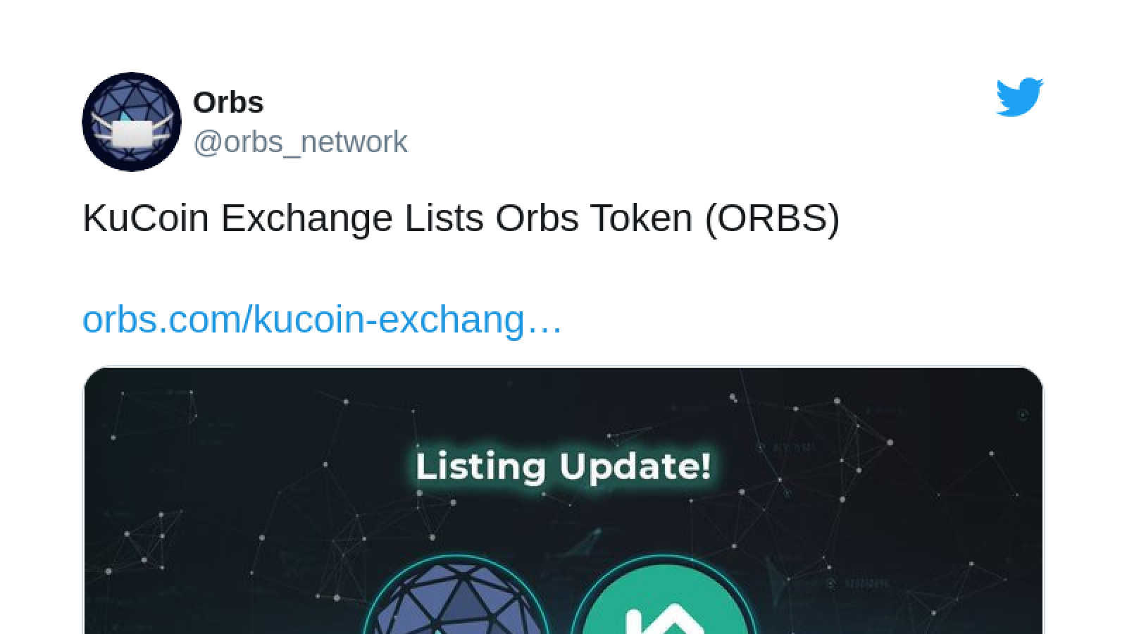 ORBS listed on KuCoin