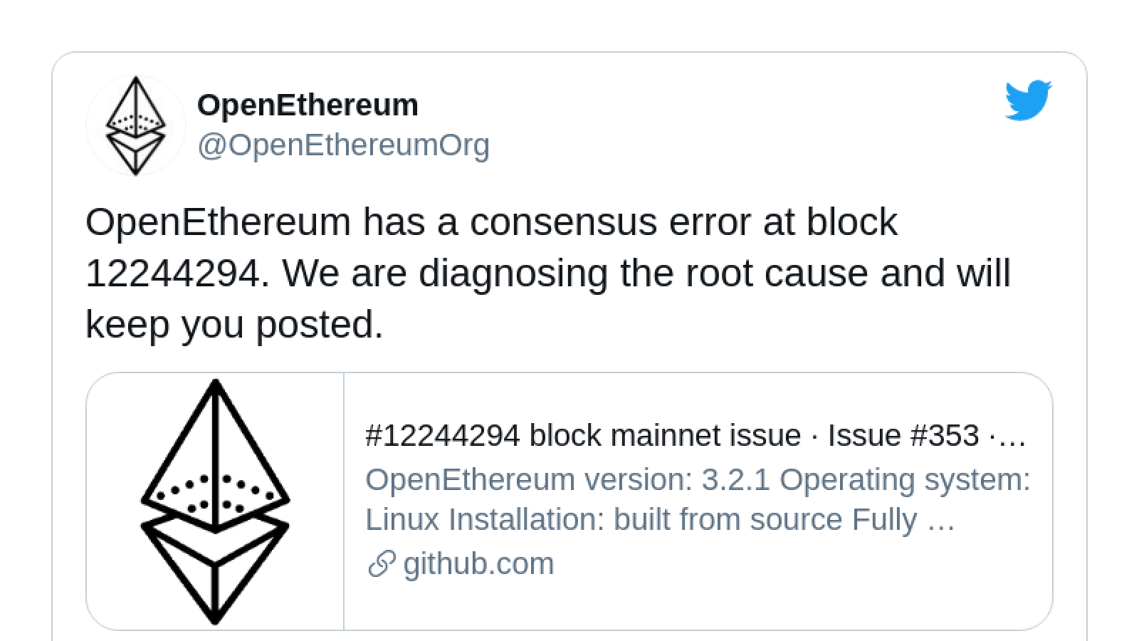 OpenEthereum (OE) nodes of Ethereum stuck