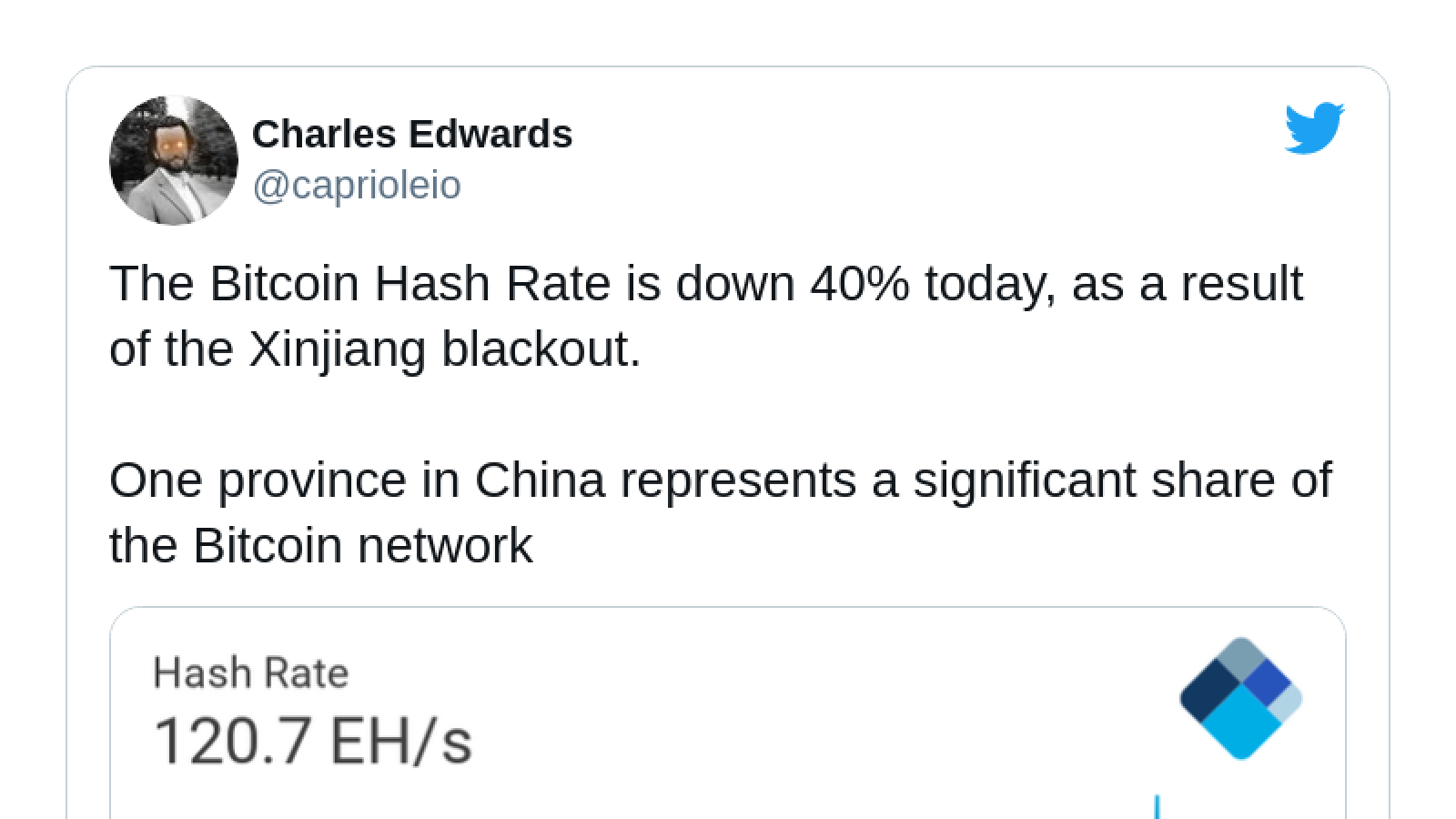 BTC hashrate drops