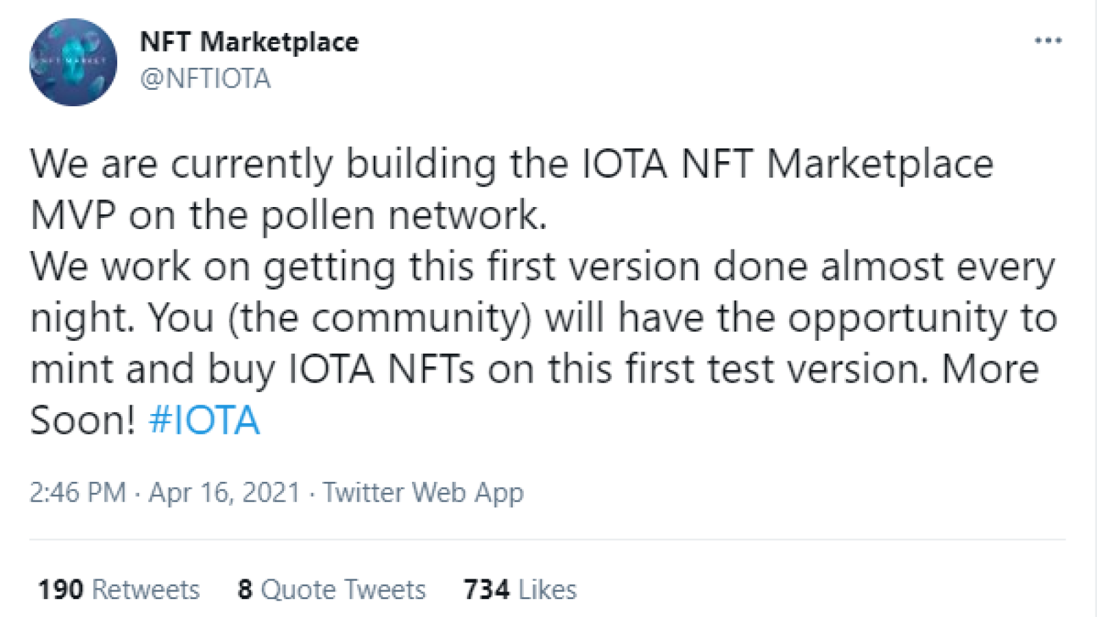 IOTA NFT marketplace will launch soon