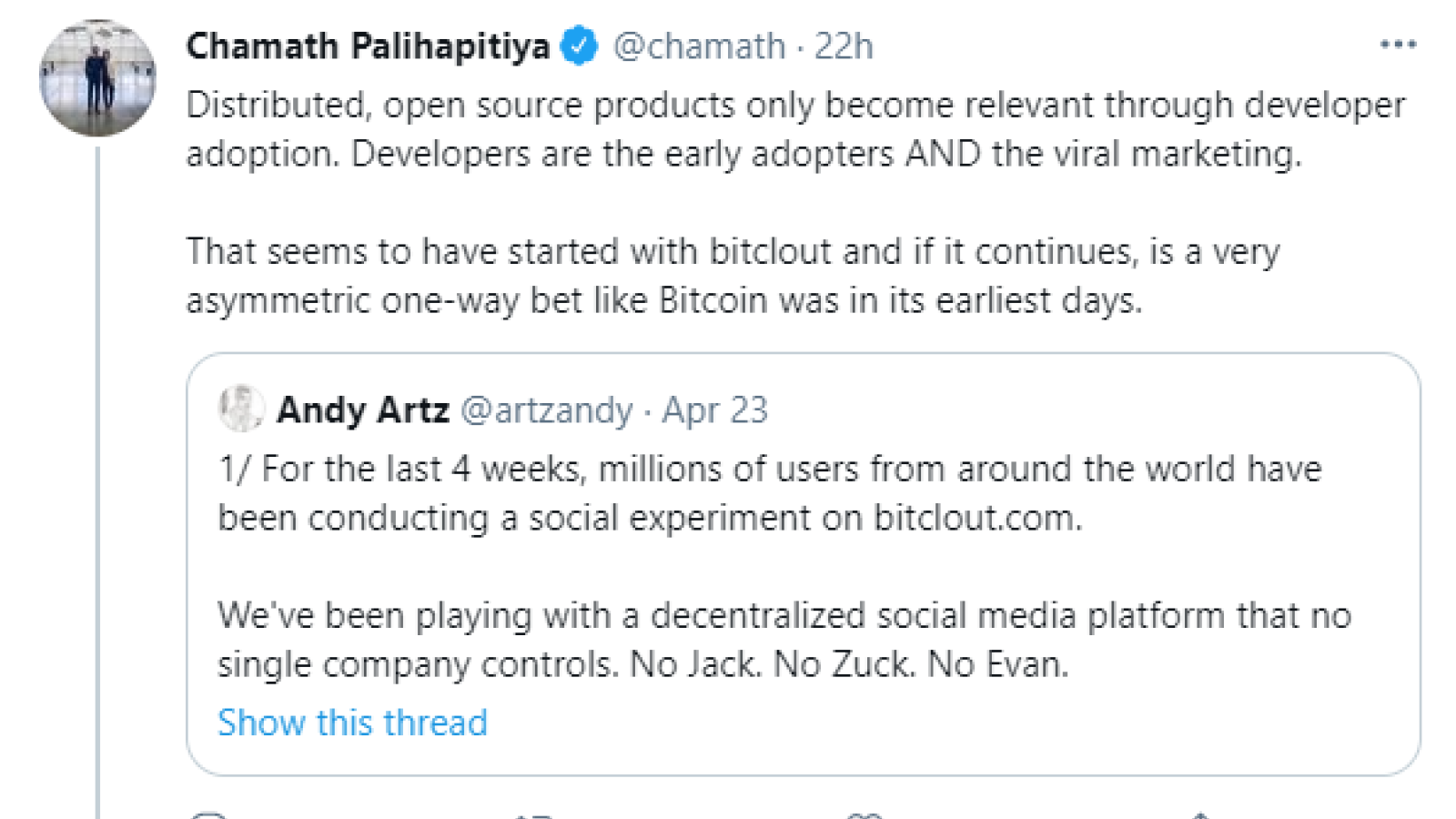 Chamath Palihapitya excited by BitClout