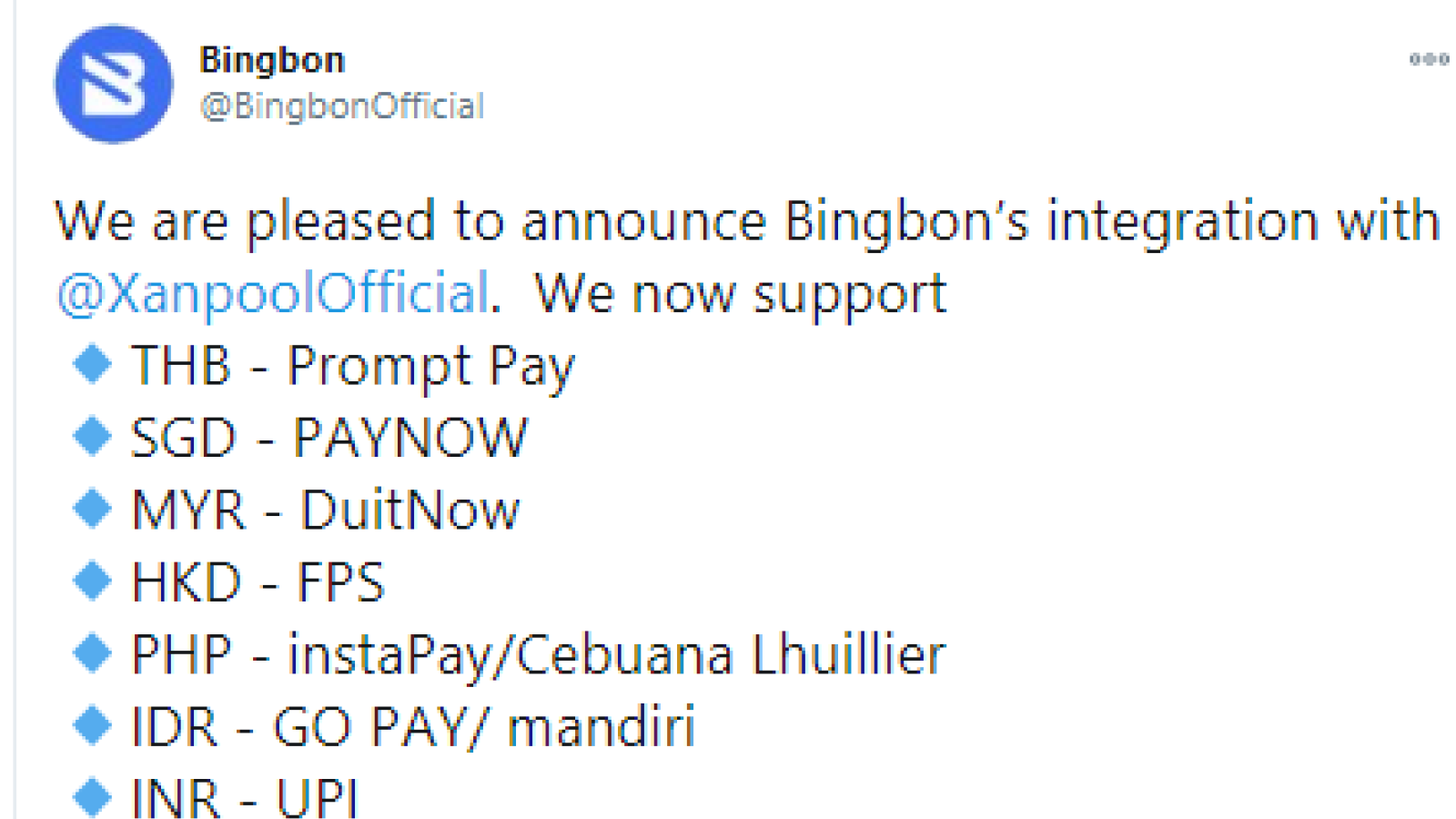 Bingbon adds fiat support for Asian currencies