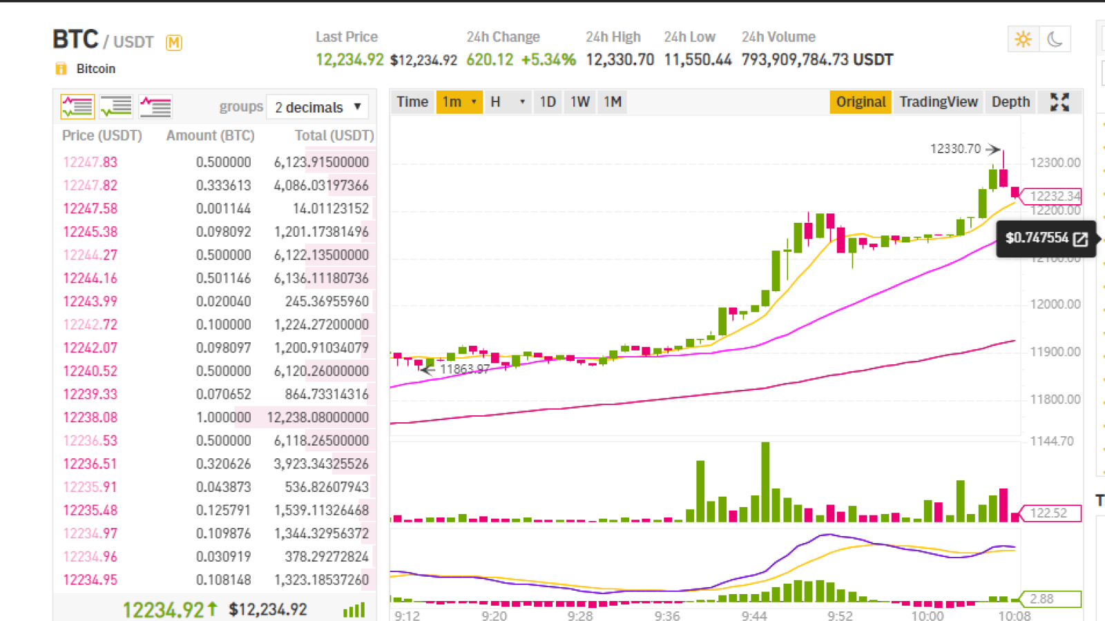 Bitcoin price chart (1 M)