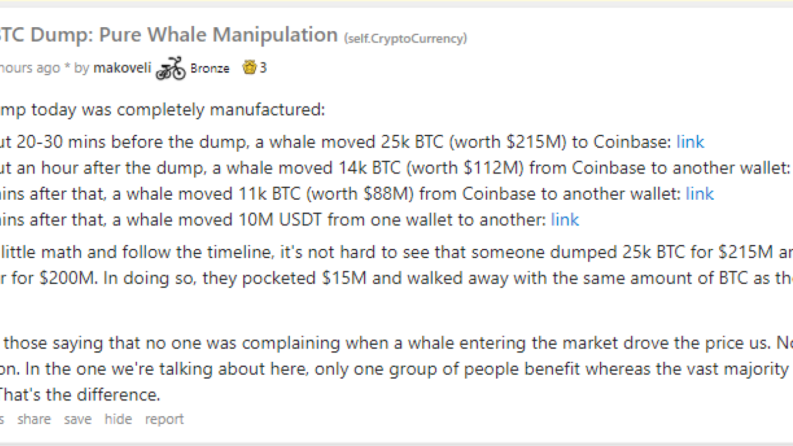 Big BTC transfers explained