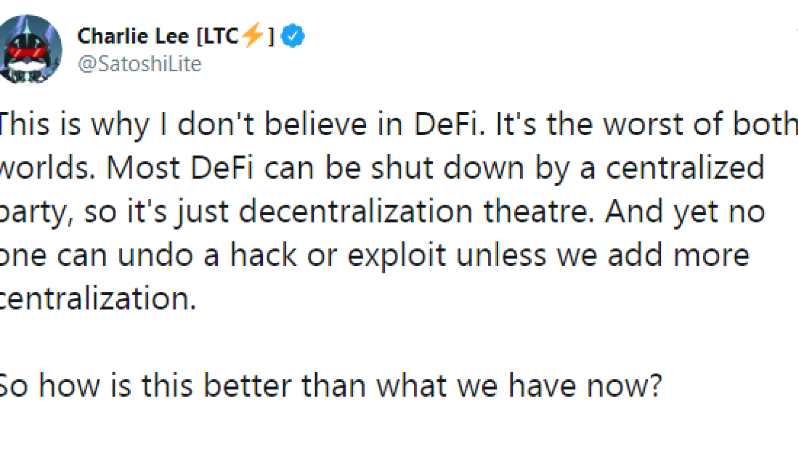 Charlie Lee of Litecoin (LTC) Bashes DeFi