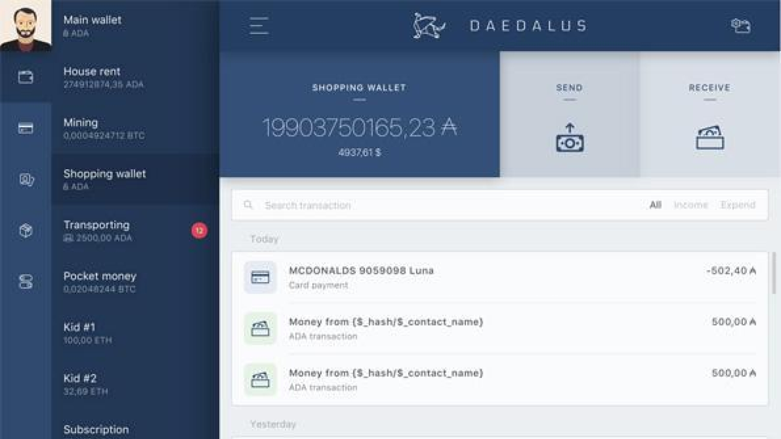 Managing Daedalus wallet is pretty simple