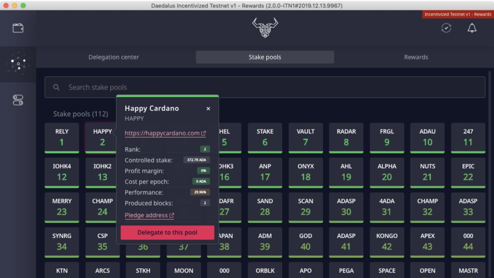 The Daedalus Rewards wallet