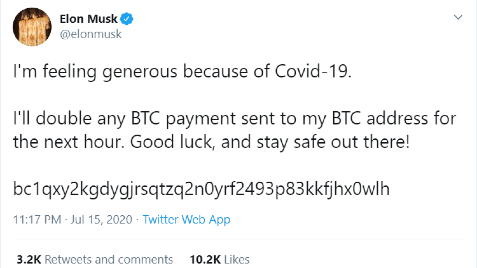 elon musk bitcoin giveaway twitter 2022