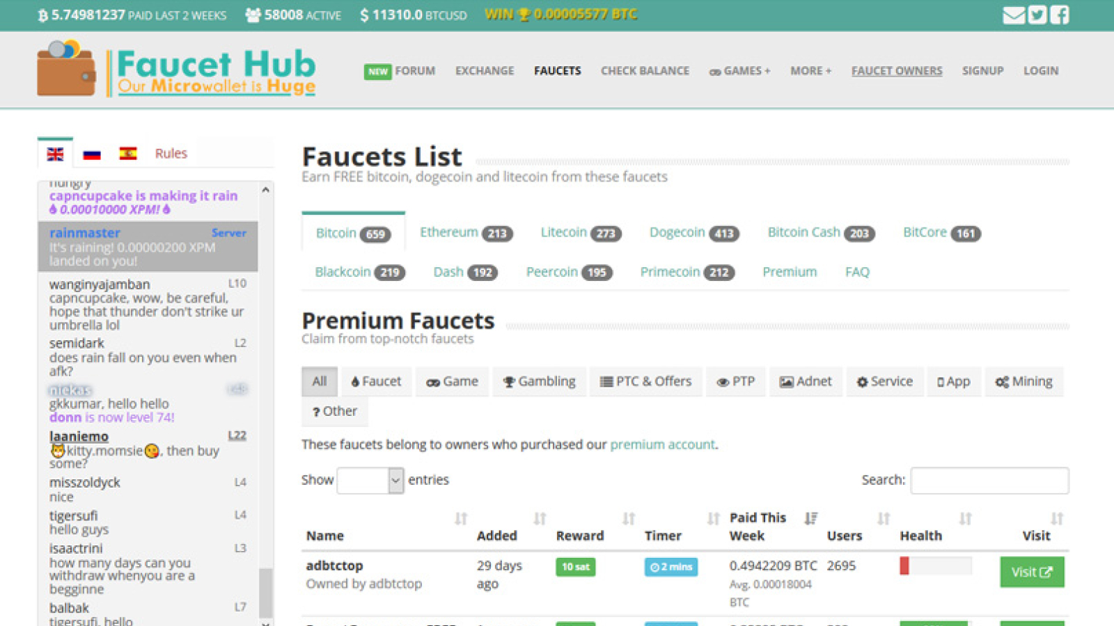 FaucetHub interface