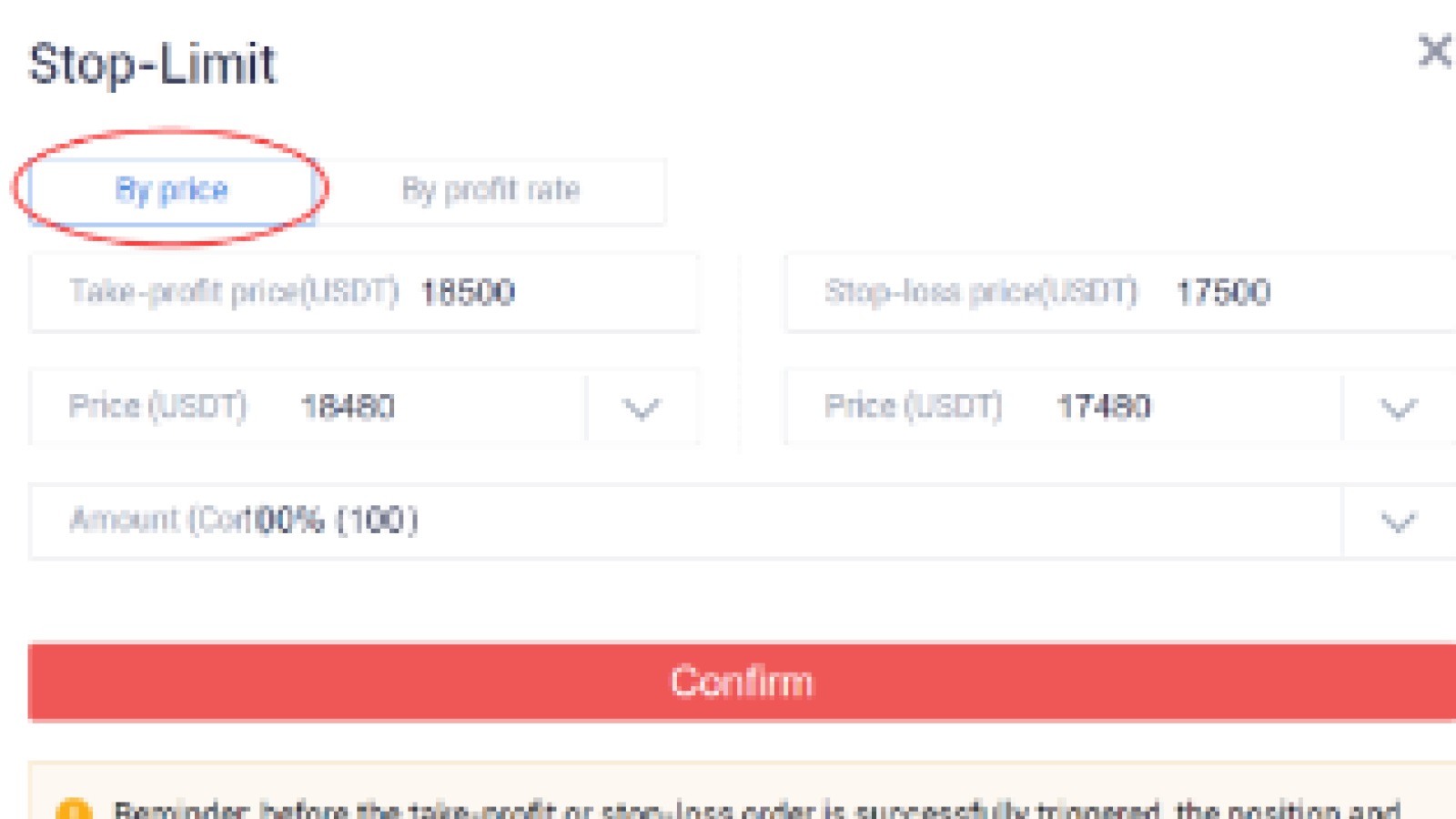Setting limit orders by price
