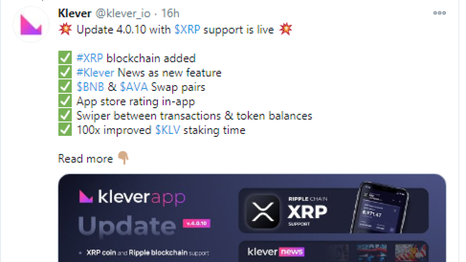 Klever Wallet adds support for XRP
