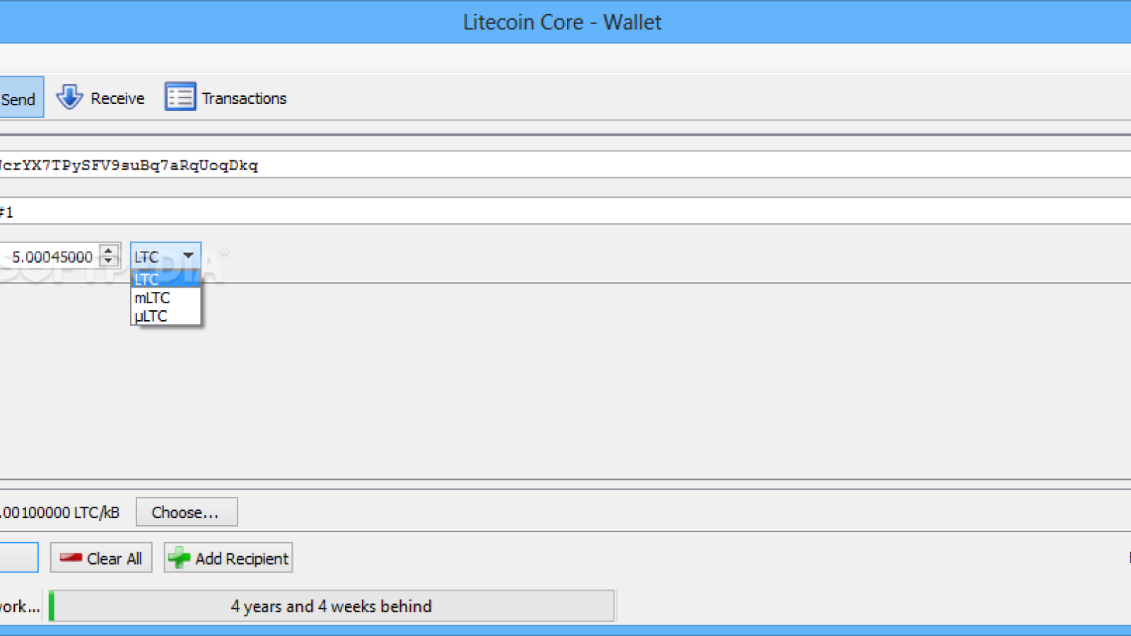 Litecoin Core’s desktop interface is minimalistic