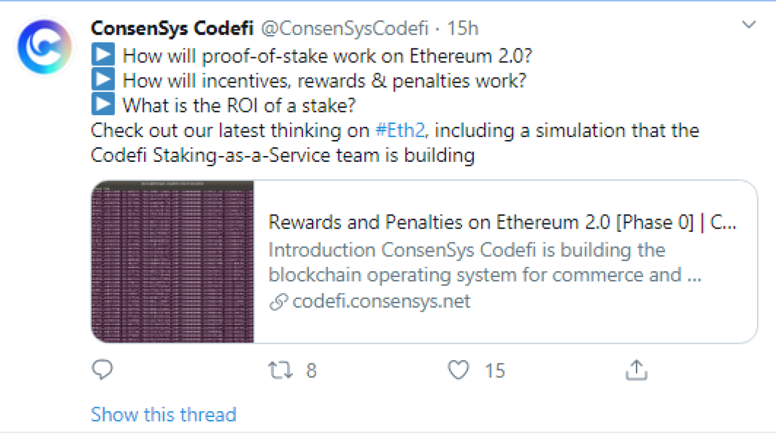 ConsenSys calculations on ETH2 tokenomics