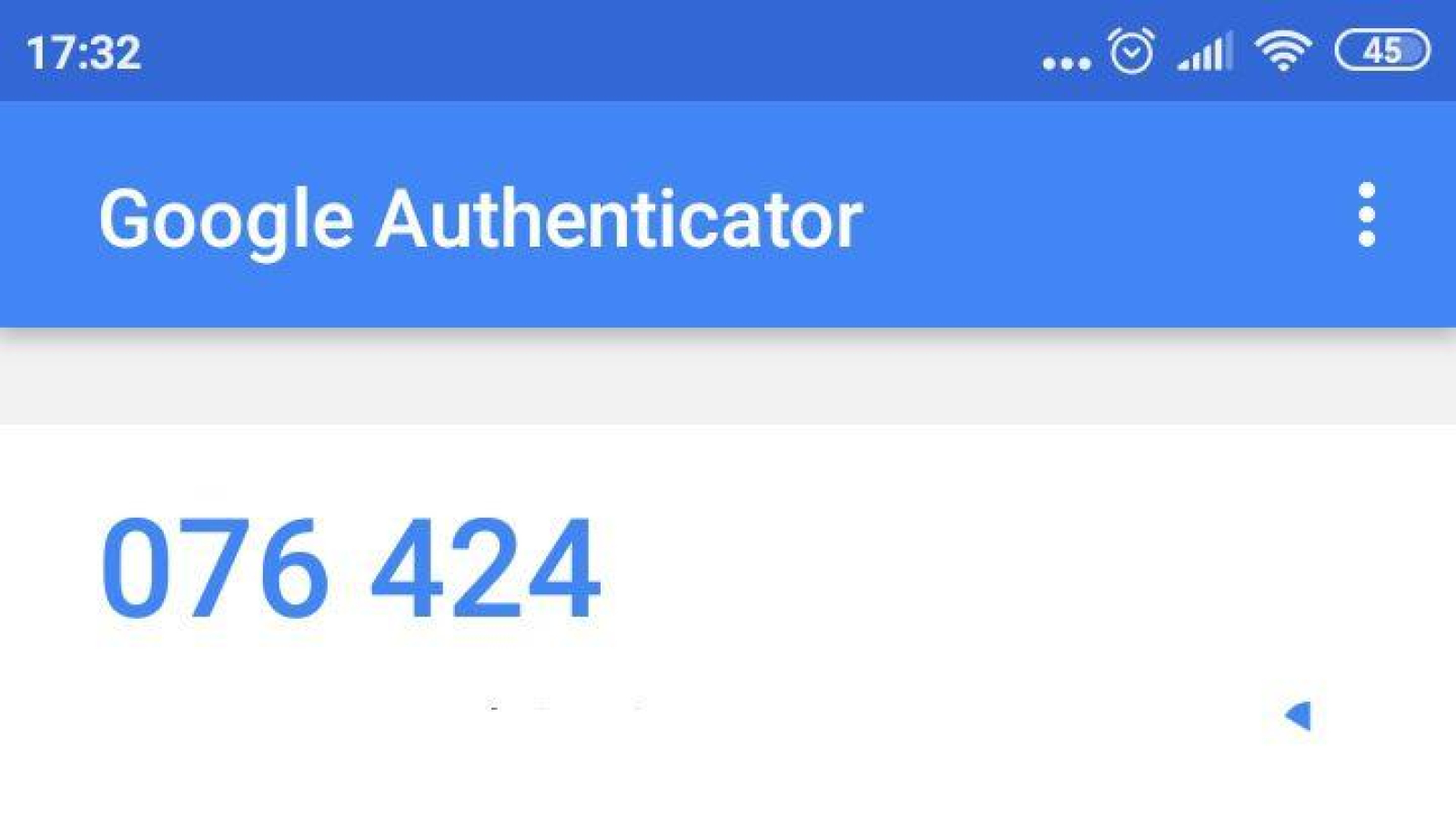 Google Authenticator interface