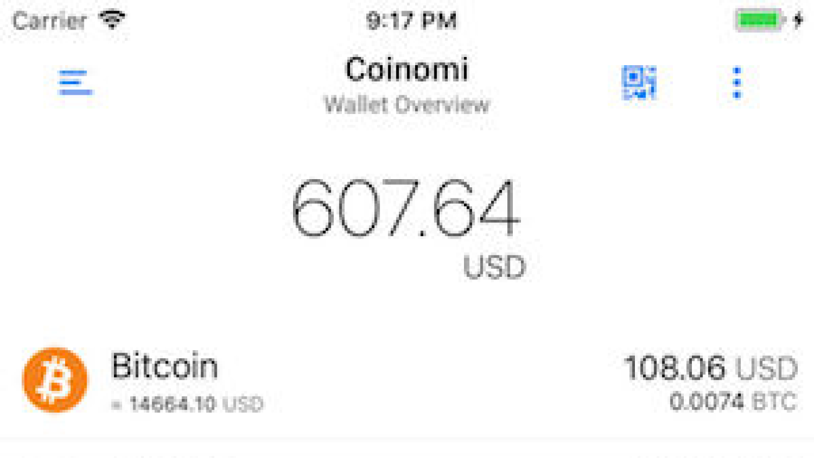 Coinomi mobile app interface