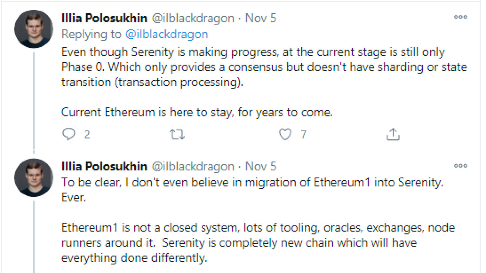 Near's co-founder claims ETH1 won't migrate to ETH2