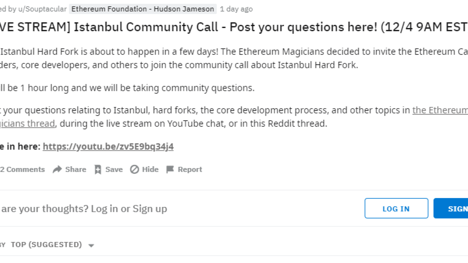 Reddit AMA ETH