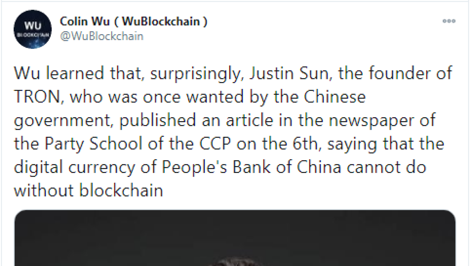 Tron's Justin Sun has published an article in CCP newspaper
