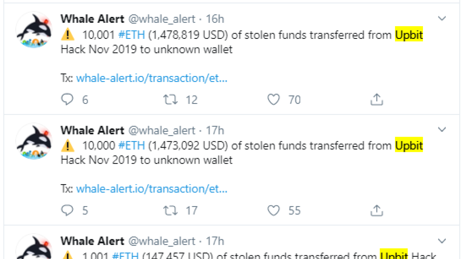 Upbit ETH stolen