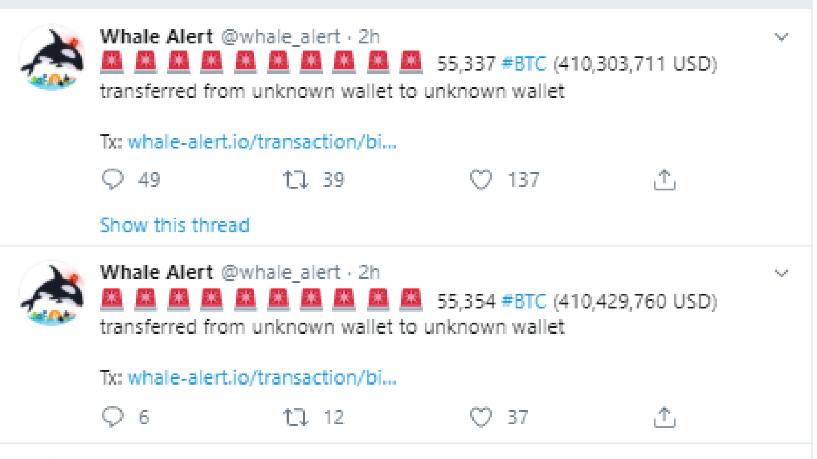 Whale Alert $9 bln in BTC