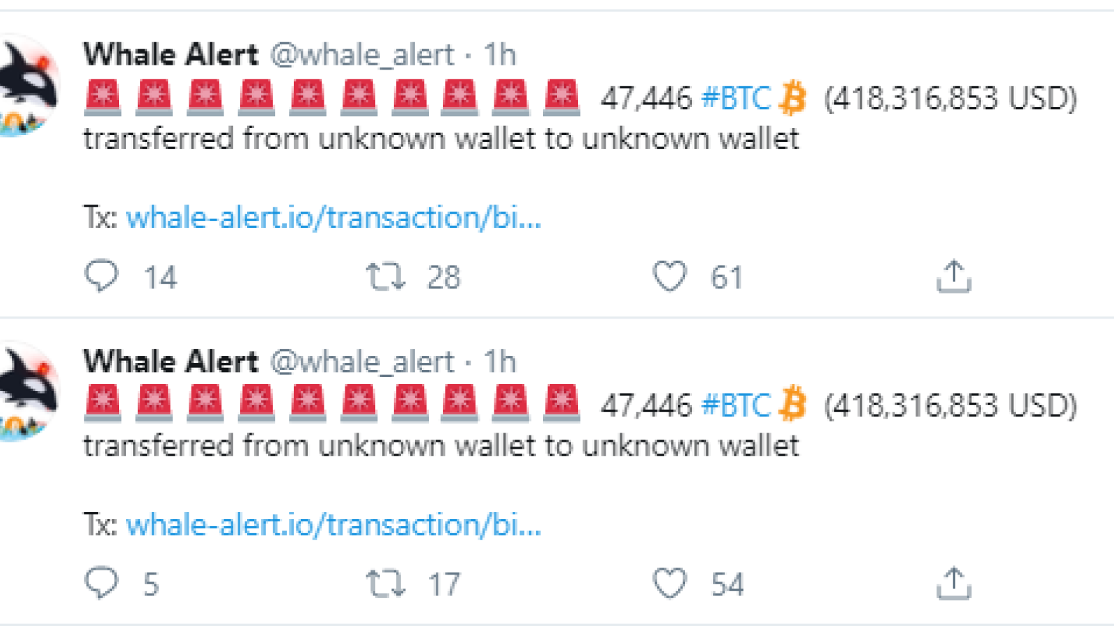 Whale Alert BTC