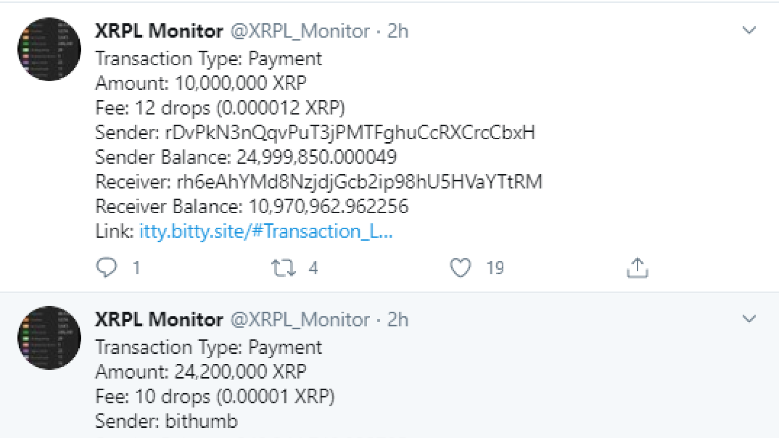 XRP moved