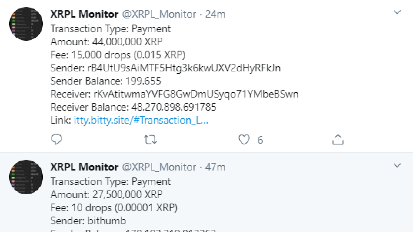 XRP transactions