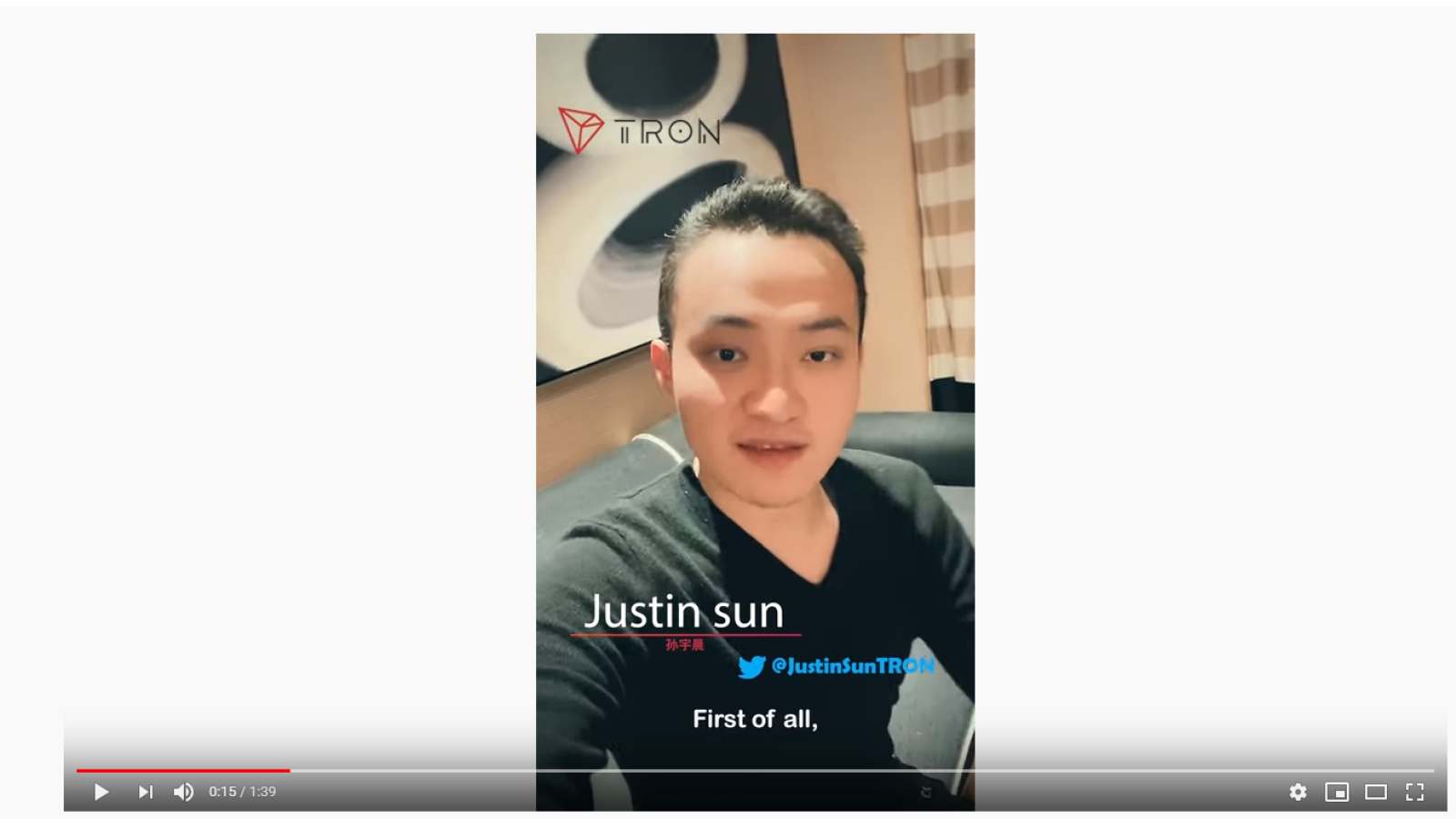 YouTube Justin Sun