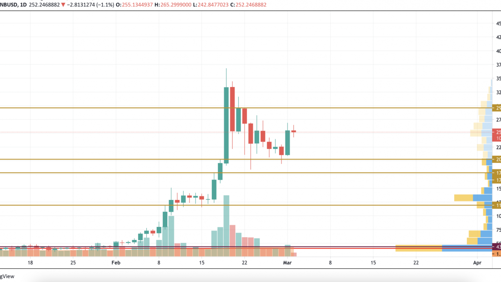 BNB/USD chart by TradingView