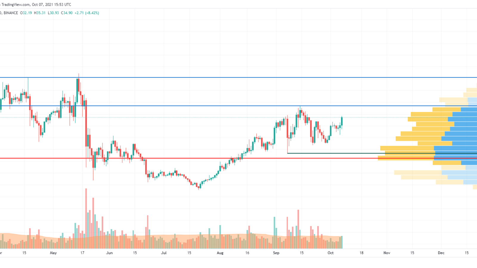  DOT/USD chart by Trading View