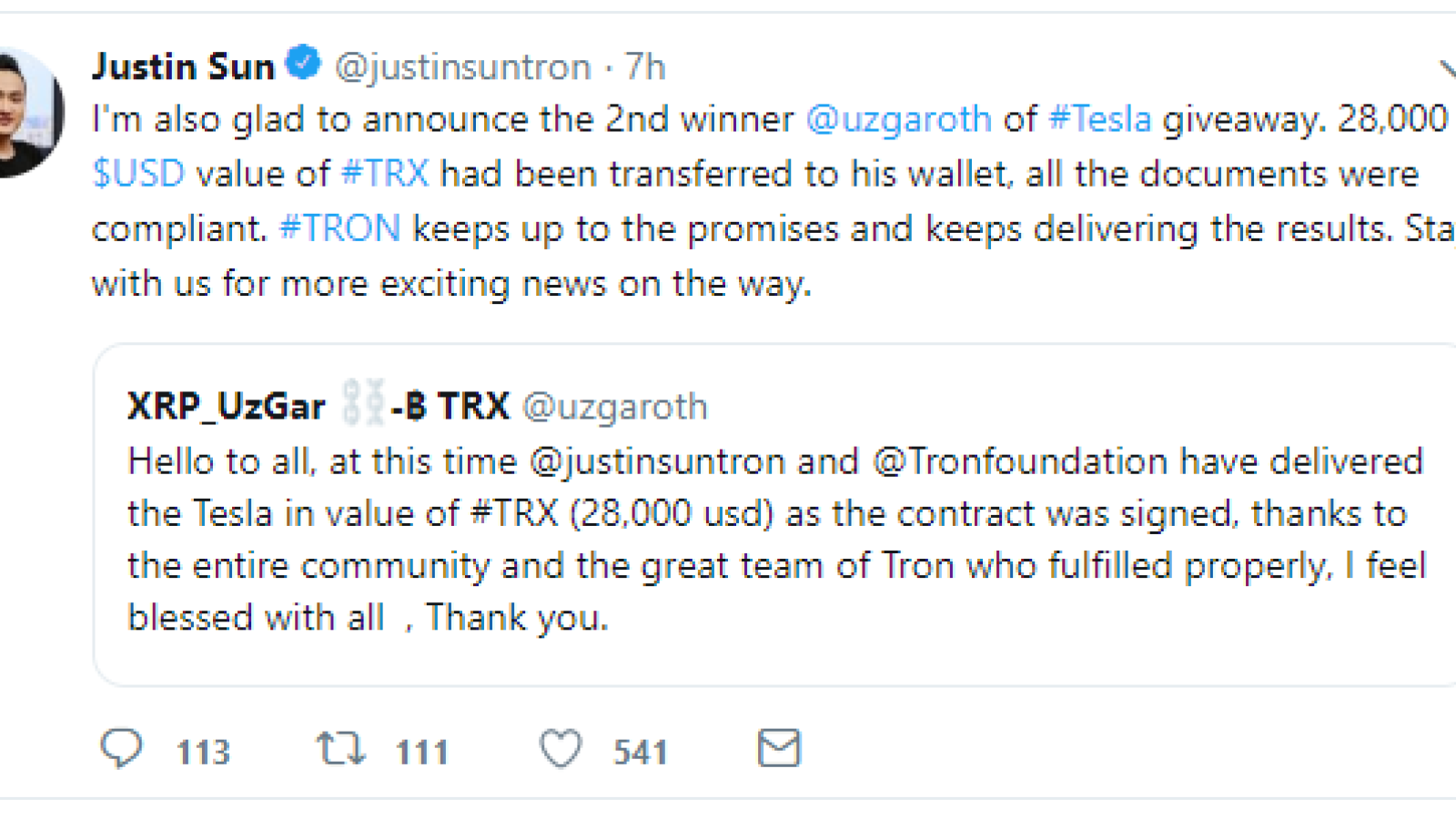 https://twitter.com/justinsuntron/status/1127831842839613441