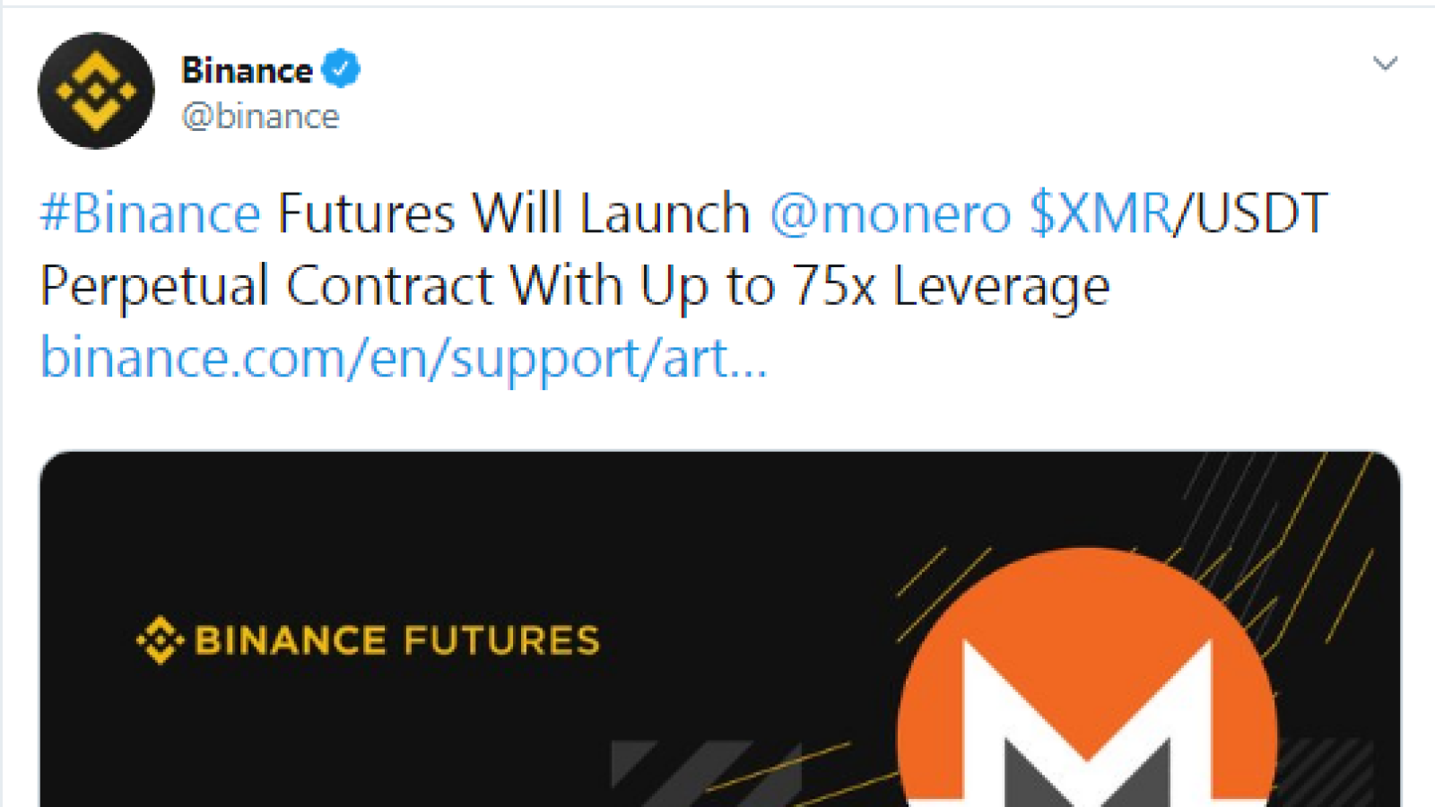 Binance Launches Monero Perpetual Contract