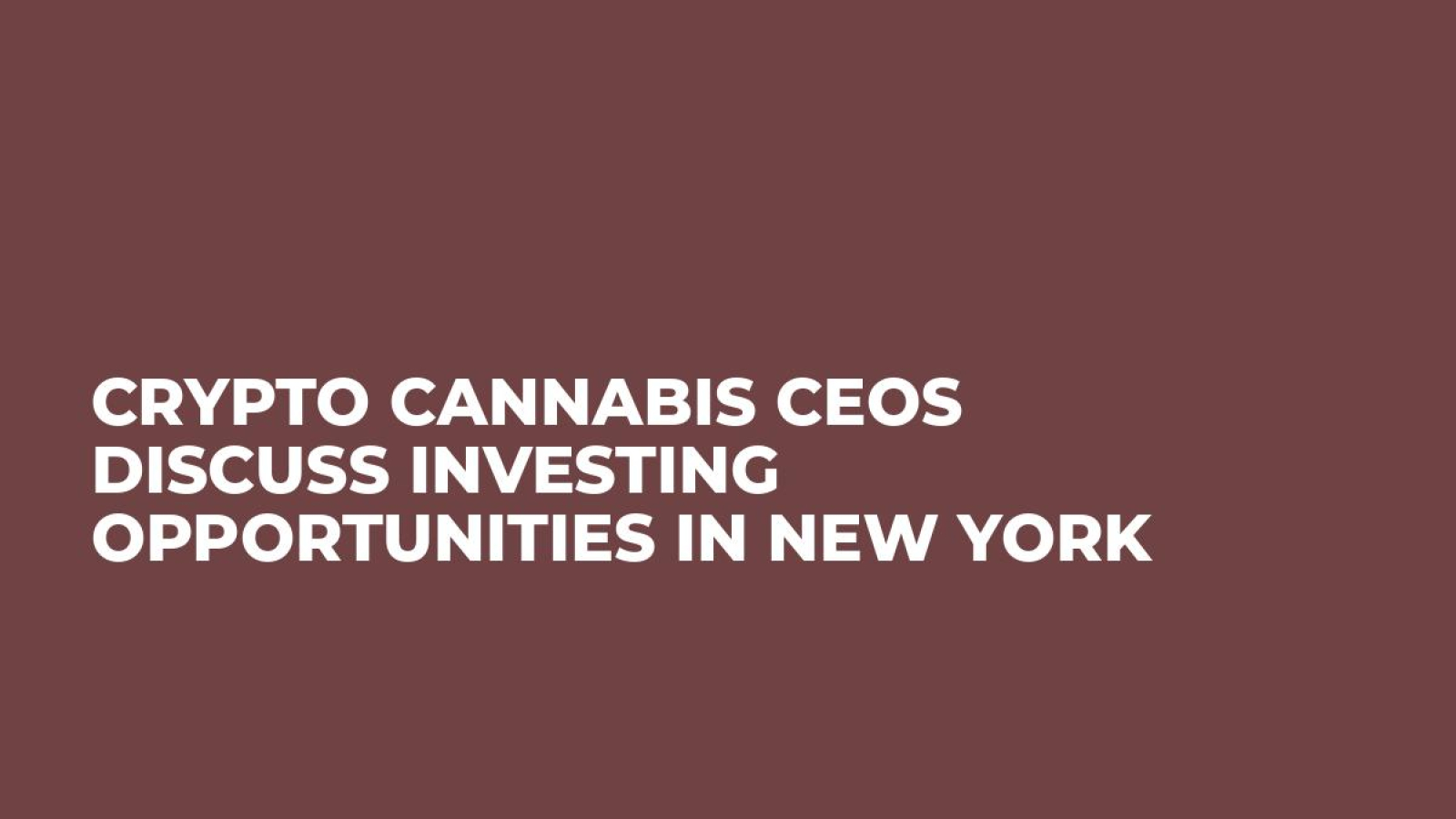 Сrypto Сannabis CEOs Discuss Investing Opportunities in New York