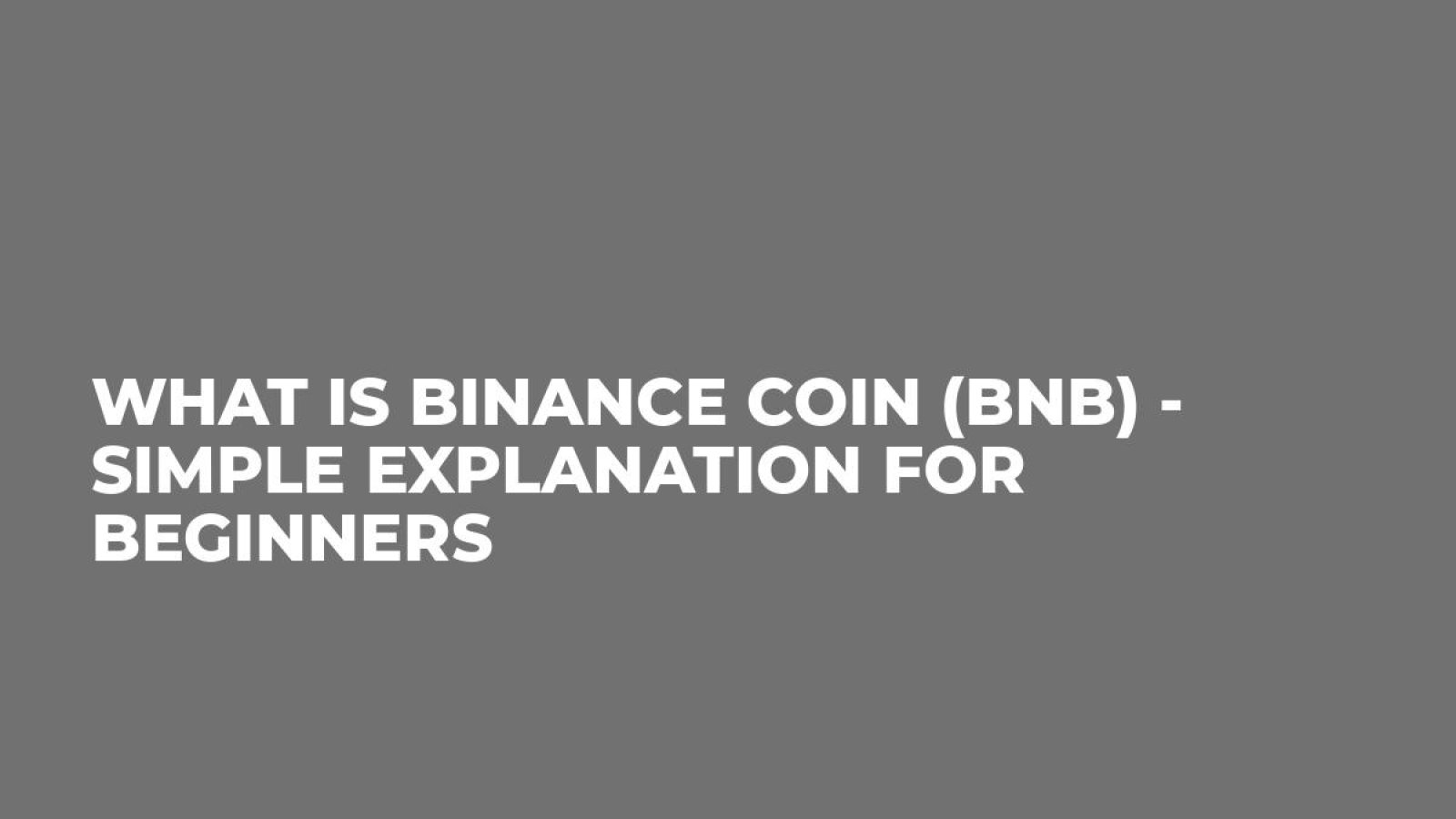 What Is Binance Coin (BNB) - Simple Explanation for Beginners