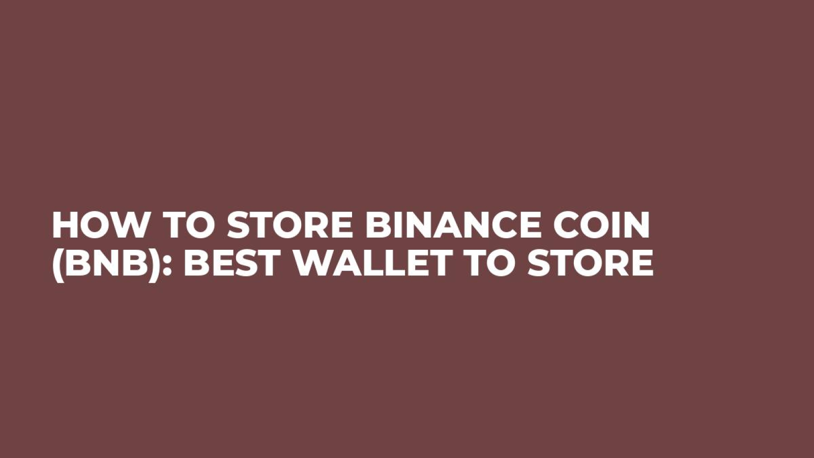 How to store Binance Coin (BNB): Best Wallet to Store 