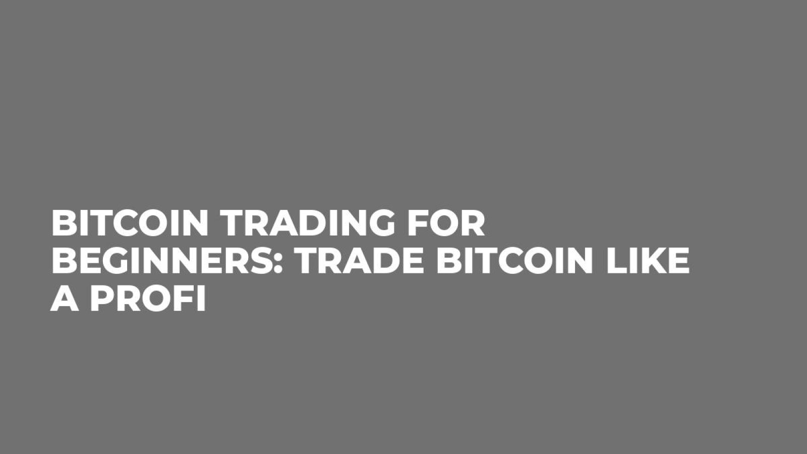Bitcoin Trading For Beginners: Trade Bitcoin Like a Profi