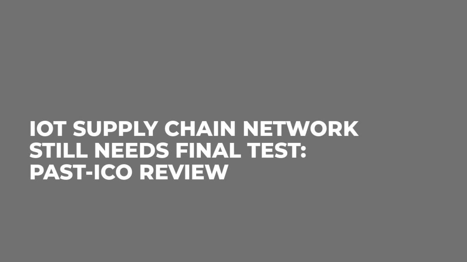 IoT Supply Chain Network Still Needs Final Test: Past-ICO Review