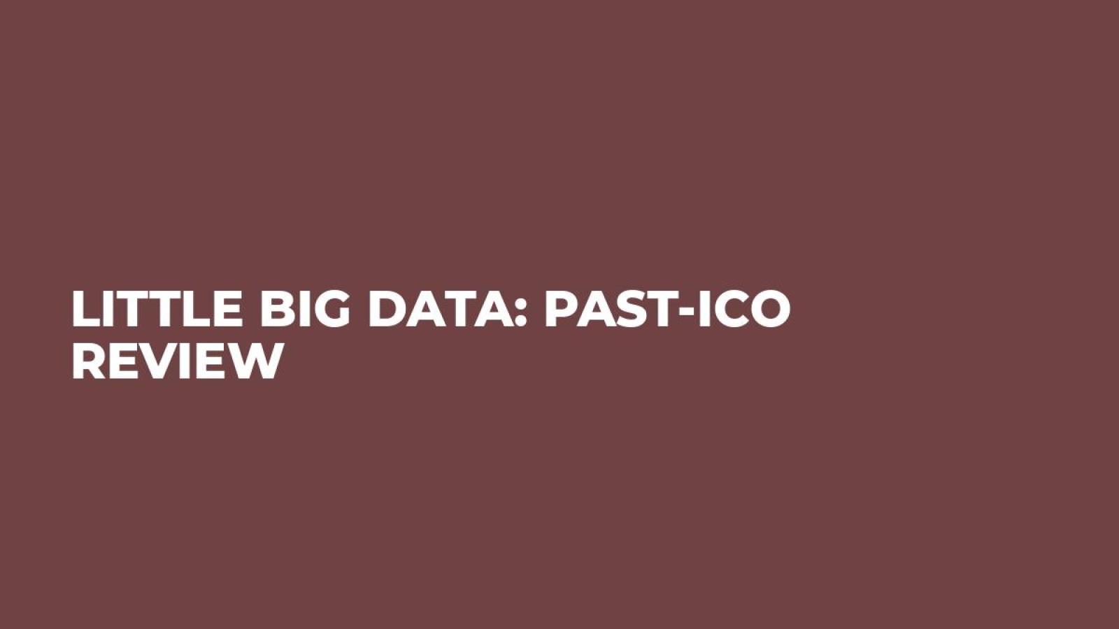 Little Big Data: Past-ICO Review