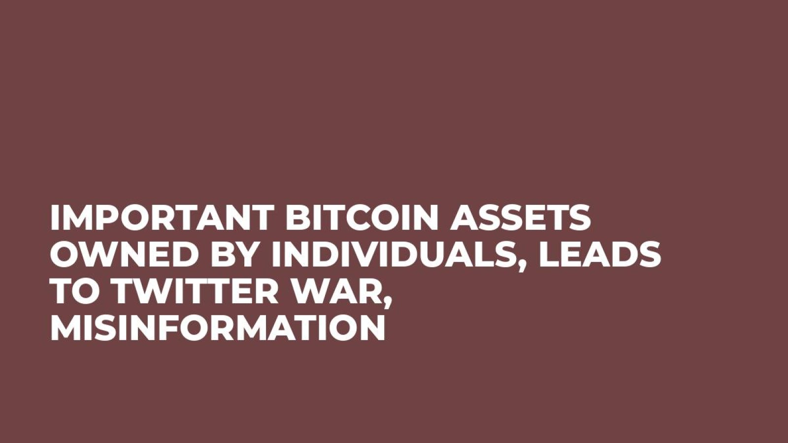Important Bitcoin Assets Owned by Individuals, Leads to Twitter War, Misinformation