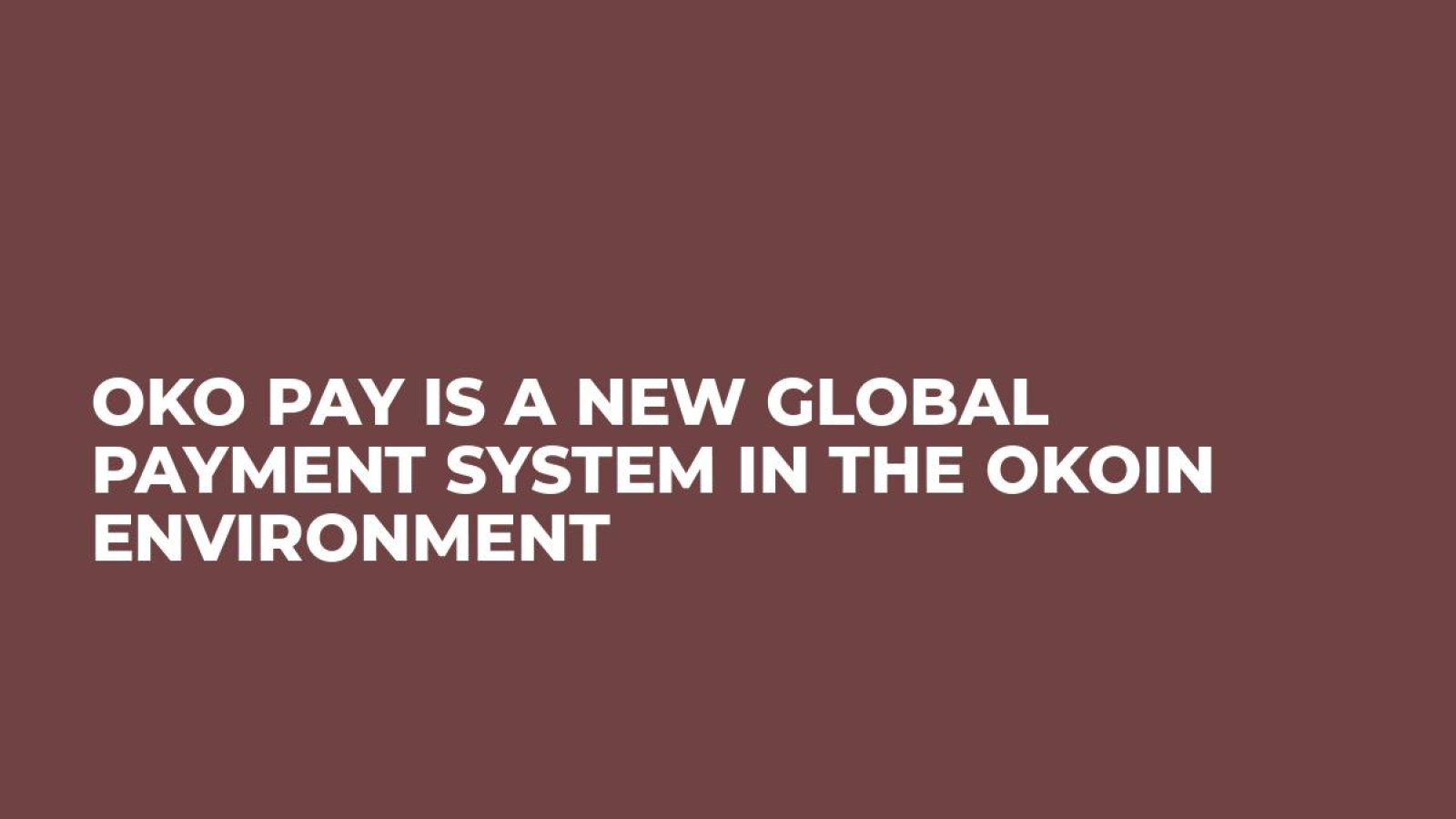 OKO Pay Is a New Global Payment System in the OKOIN Environment