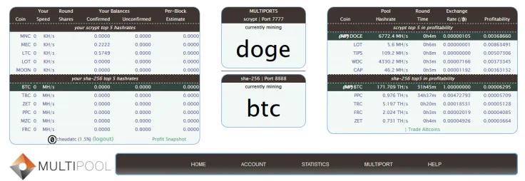 Multipool.us user interface