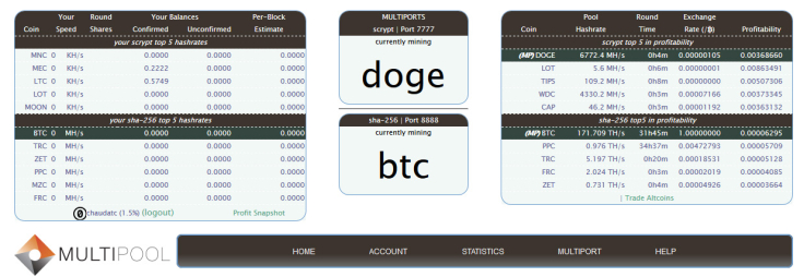 Multipool.us user interface